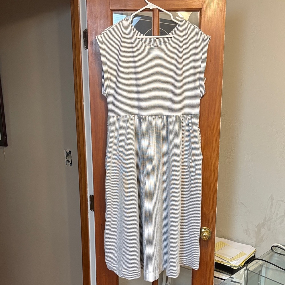 Maeve black and White Striped Midi Dress